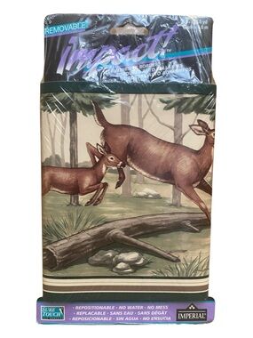 Vintage Impact Removable Self Adhesive Boarder Wallpaper Deer in Woods Cabin